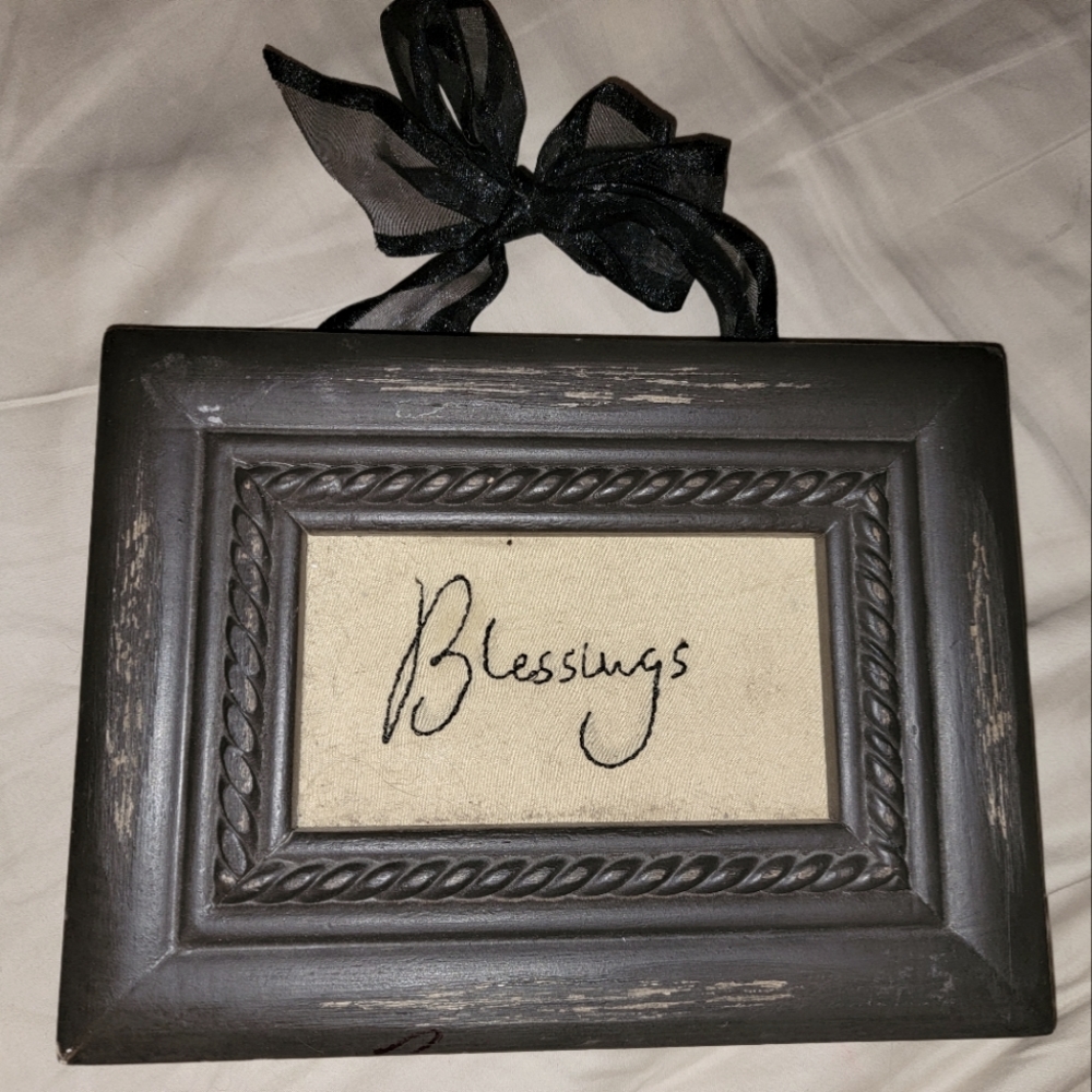 Embroidered + Cross Stitch Framed *Blessings*